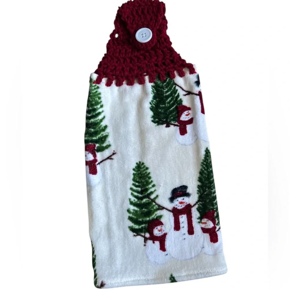 Hand Crafted Christmas Snowman Holiday Hanging Hand Towel